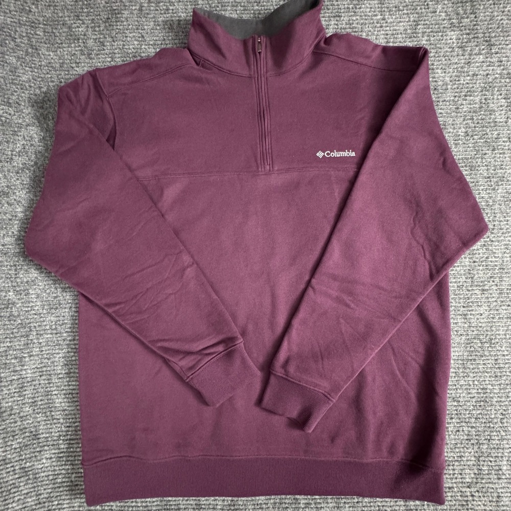 Columbia Quarter Zip Sweatshirt Men's XL Plum Fleece Pullover Mock Neck AM6771